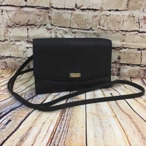 Kate Spade Black Crossbody Leather Saffiano Wallet